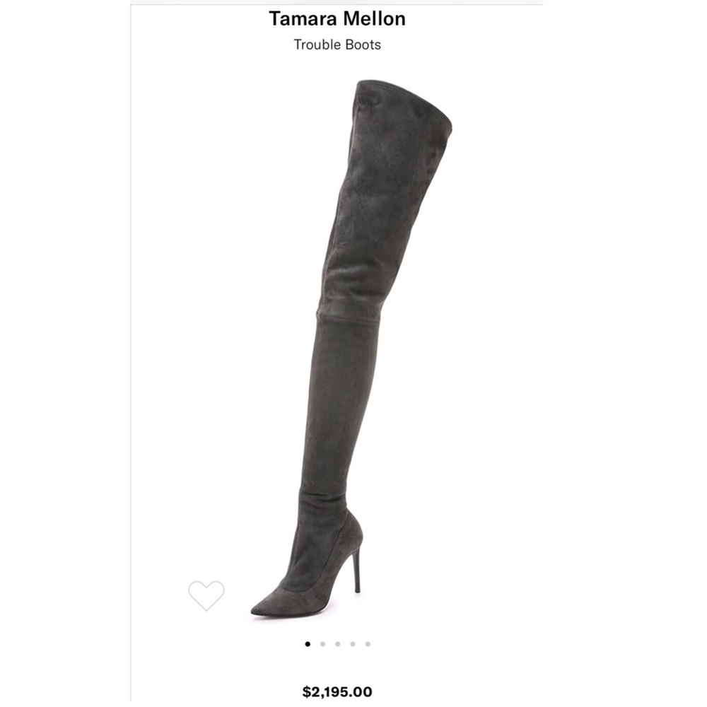 Tamara Mellon Trouble Stretch Grey Boots 36.5